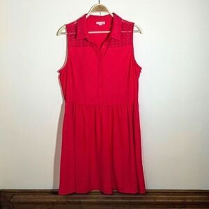 Maison Jules Pink Lace Yoke Shirt Dress